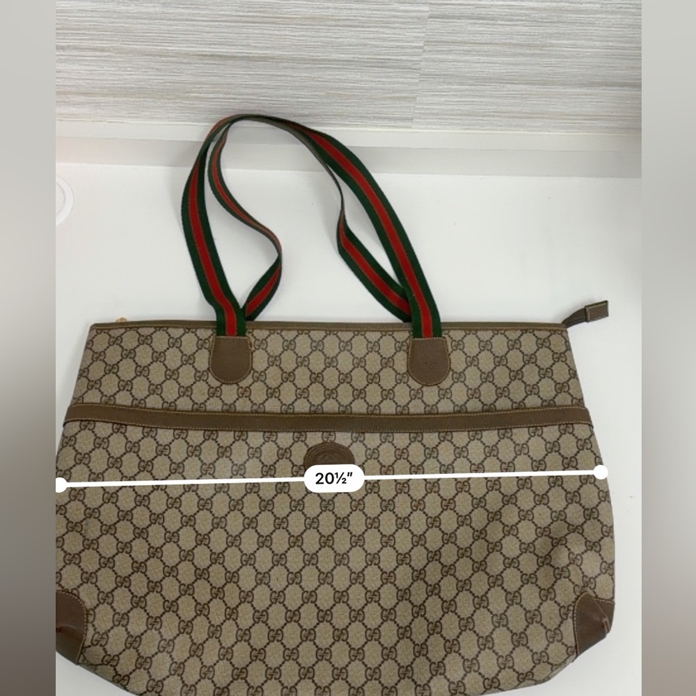 Gucci Brown and Beige Monogram Tote - Picture 14 of 16